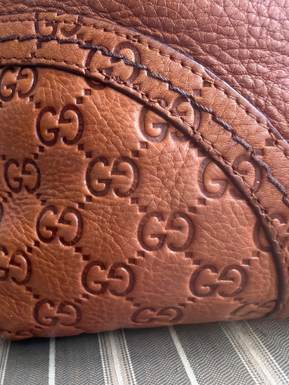 Gucci Leather Cognac Brown GG Signature Signoria Large Tote - Picture 5 of 16